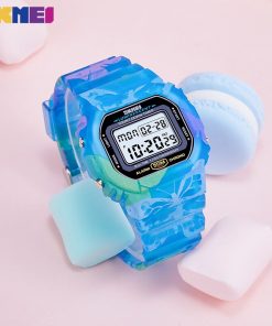 SKMEI Colorful Fashion Ladies Watches PU Transparent Shockproof Teenager Girls Wristwatches Digital Waterproof reloj mujer 1627 2