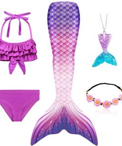 Girls Mermaid Tails Swimming Swimwear Swimmable Beach Clothes Little Children Mermaid Swimsuit Kids Halloween Cosplay Costumes 14