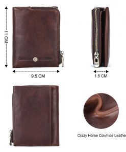 CONTACT'S New Small Wallet Men Crazy Horse Wallets Coin Purse Quality Short Male Money Bag Rifd Cow Leather Card Wallet Cartera 2