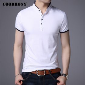 COODRONY Brand Summer Short Sleeve T Shirt Men Clothes Cotton Tee Shirt Homme Streetwear Fashion Stand Collar T-Shirt Men C5097S 1