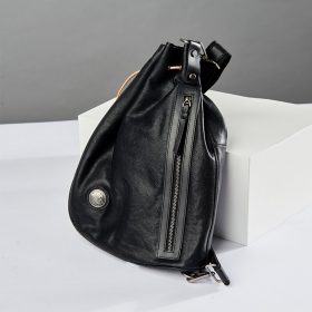 AETOO Trendy leather men's chest bag, fashion head leather one-shoulder bag, men's stiletto bag 5