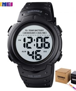 SKMEI Sport Fitness Watches Mens Digital 100M Waterproof Wrist Watch Men 2 Time 10 Year Battery Alarm Clock reloj hombre 1560 7