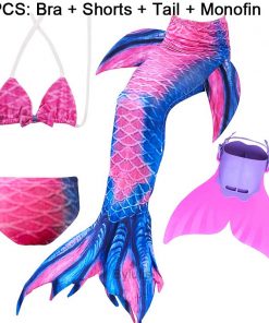 New Girls Mermaid Tail for Swimming Costume with Monofin Fin Kids Zeemeerminstaart Cola De Sirena Cauda De Sereia Cosplay 28