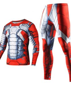 Men's Compression GYM Training Clothes Suits Workout Superhero Jogging Sportswear Fitness Dry Fit Tracksuit Tights 2pcs / sets 12