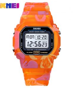 SKMEI Colorful Fashion Ladies Watches PU Transparent Shockproof Teenager Girls Wristwatches Digital Waterproof reloj mujer 1627 12