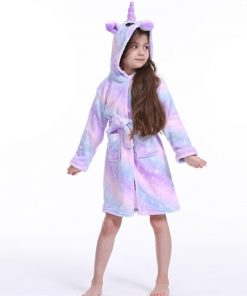 New Winter Big Boys Girls Bath Robe Children Unicorn Hooded Flannel Pajamas Lengthen Bathrobes for Teenage Boy Cartoon Pajamas 11