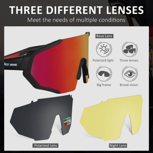 WEST BIKING Pro 3 Lens Polarized Cycling Glasses UV400 Protection Sunglasses Men Women MTB Road Bike Eyewear Cycling Goggles 5
