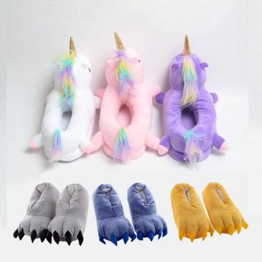 WACLZ Unicorn Slippers Kids Cartoon Animal Claw Kigurumi Onesies Pajama Baby Home Shoes Boys Girls Adult Casual Cosplay Wear 3
