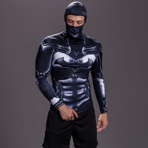 New Hooded Locomotive Windproof Tights Tshirt High Elastic Quick-drying Sports Motorcycle Cycling Clothing Men's Bottoming Shirt 1