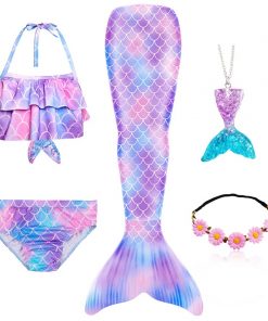Girls Mermaid Tails Swimming Swimwear Swimmable Beach Clothes Little Children Mermaid Swimsuit Kids Halloween Cosplay Costumes 15