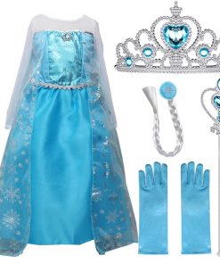 Cosplay Snow Queen Dress Girls Elsa Dress For Girls Princess Vestidos Fantasia Children Belle Dress Girl Party Costume 13