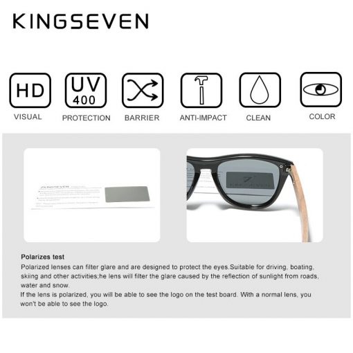 KINGSEVEN Exclusive Design Vintage Men's Glasses Walnut Wooden Sunglasses UV400 Protection Fashion Square Sun glasses Women 5510 4