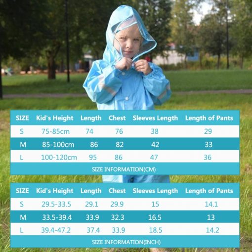 QIAN 2-9 Years Old Fashionable Waterproof Jumpsuit Raincoat Hooded Cartoon Kids One-Piece Rain Coat Tour Children Rain Gear Suit 6