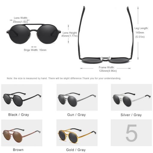 KINGSEVEN 2019 Steampunk Vintage Aluminum Sunglasses Men Round Lens Polarized Sun Glasses Driving Men's Eyewear N7576 5