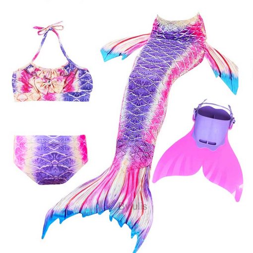New Girls Mermaid Tail for Swimming Costume with Monofin Fin Kids Zeemeerminstaart Cola De Sirena Cauda De Sereia Cosplay 2