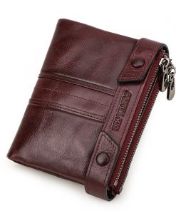 CONTACT'S 100% Cow Leather Wallet Men Bifold Card Holder Wallets RFID Blocking Hasp&Zipper Coin Purse for Male Carteira Quality 10