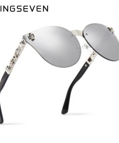 KINGSEVEN Luxury Brand Fashion Women Gothic Mirror Eyewear Skull Frame Metal Temple Oculos de sol UV400 With Accessories 1