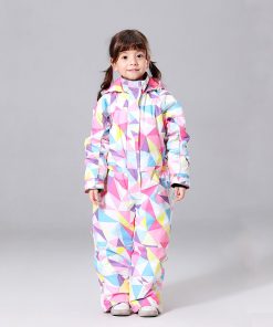 2020 Winter Kids Ski Suit -30 Degrees Siamese Ski Wear Waterproof Warm Girls And Boys Snow Snowboard Jacket Outdoor Clothing 11