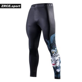 ZRCE Chinese Style Compression Tight Leggings 3D Prints Joggers Fitness Men's pants Hip hop Streetwear Training Men's trousers 4