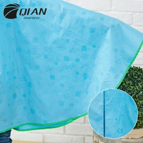 QIAN RAINPROOF Kids Rain Coat Flowering In Rain Children Rainwear PU Coating Rainsuit Transparent Big Brim Cloak Raincoat 5