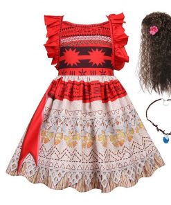 2020 Girls Moana Cosplay Costume for Kids Vaiana Princess Dress Clothes with Necklace for Halloween Costumes Gifts for Girl 10