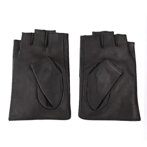 Gours Fall and Winter Women's Genuine Leather Gloves Black Goatskin Stone Half-finger Gloves New Fashion Warm Mitten GSL011 4