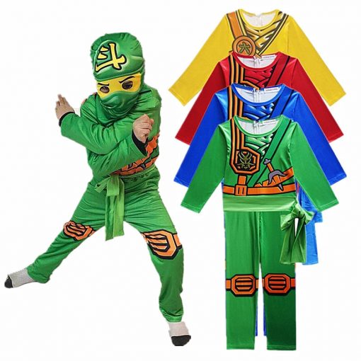 Lego Phantom Boy Costume Kids Fancy Party Dress Up Halloween Costume for Kids Ninja Cosplay Superhero Jumpsuit Set 1