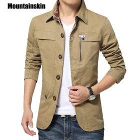 Mountainskin 2020 Men's Jacket Coat 4XL Casual Solid Men Outerwear Slim Fit Khaki Army Cotton Male Jackets Brand Clothing SA220 1