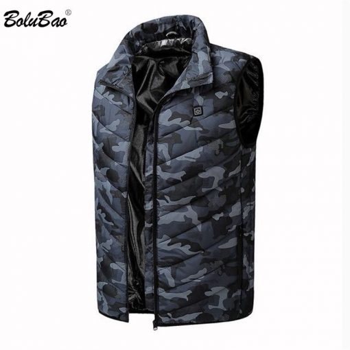 BOLUBAO Fashion Brand Men Heating Vest Coats Winter New Men Casual Cotton Vest Jacket Tops Smart USB Charging Vest Coat Male 2