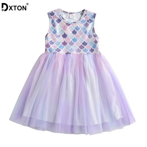DXTON New Arrival Girls Summer Dresses Sleeveless Kids Party Princess Dress Fashion Gradient Dresses Children Colorful Clothes 2