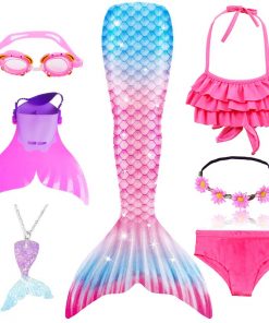 Bylulis Children Mermaid Swimming Suit Kids Mermaid Tails Swimmable Swimsuit Mermaid Cosplay Costumes Clothes Swimwear Bikini 7