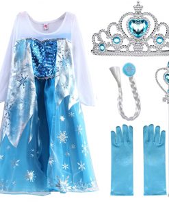 2020 Cosplay Snow Queen 2 Elsa Dresses Girls Dress Elsa Costumes Anna Princess Party Kids Vestidos Fantasia Girls Clothing 25