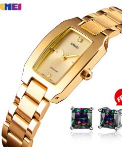 SKMEI Quartz Watch Fashion Thin Watches Ladies Casual Dress Luxury Silver Ladies Rhinestone Waterproof Relogio Feminino 1400 1