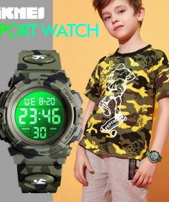 SKMEI Fashion Kids Watches Sport Children's Watch 5bar Waterproof Colorful Lights 12/24Hour Camouflage relogio infantil 1548 Boy 1