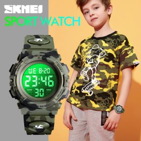 SKMEI Fashion Kids Watches Sport Children's Watch 5bar Waterproof Colorful Lights 12/24Hour Camouflage relogio infantil 1548 Boy 1