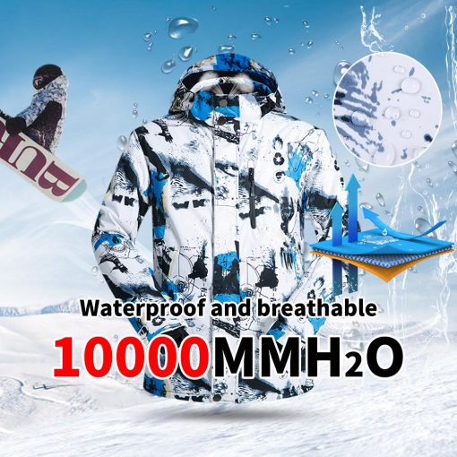 Large Size Men's Ski Suit -30 Temperature Waterproof Warm Winter Mountaineering Snow Snowboard Jackets and Pants Set 2
