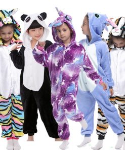 Kigurumi Unicorn Pajama Child Boys Winter Flannel Licorne Pajamas Kids Panda Pyjamas Sleepwear Oneise Girls Pijamas for 4-12 Y 1