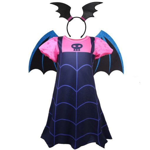 MUABABY Girls Vampire Fancy Dress Up Costumes Clothes Short Sleeve Carnival Halloween Vampire Party Gown Children Frocks 5