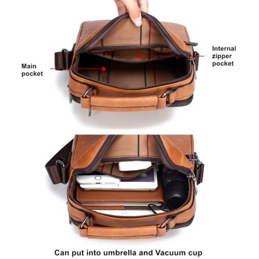 JEEP BULUO Brand Men's Crossbody Shoulder Bags High quality Tote Fashion Business Man Messenger Bag Big Size Split Leather Bags 5