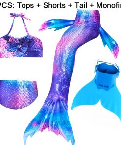 New Girls Mermaid Tail for Swimming Costume with Monofin Fin Kids Zeemeerminstaart Cola De Sirena Cauda De Sereia Cosplay 21