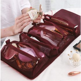 Women Cosmetic Bag Travel Organizer Foldable Hanging Nylon Wash Bag Portable Makeup Bag Multifunctional Toiletry Pouch 1