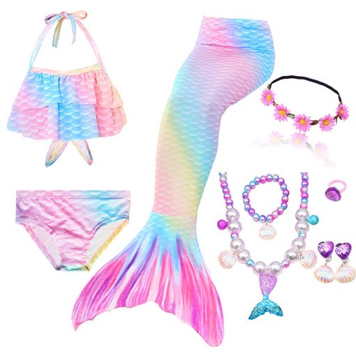 Kids Mermaid Swimsuit Bikini Girls Mermaid Tail with Finned Swimsuit Child's Wear Split Swimsuit Mermaid Tail Clothing Swimwear 1