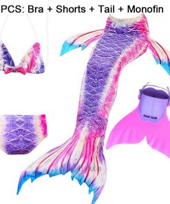 New Girls Mermaid Tail for Swimming Costume with Monofin Fin Kids Zeemeerminstaart Cola De Sirena Cauda De Sereia Cosplay 11