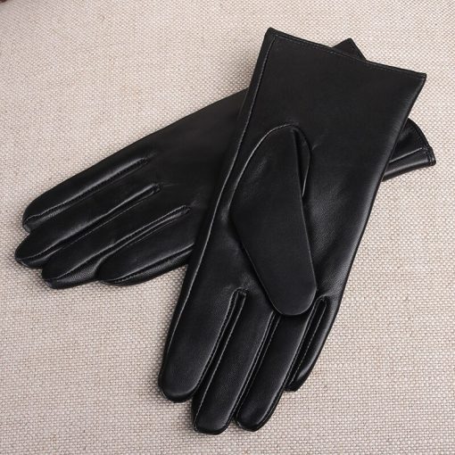 Gours Genuine Leather Gloves for Women Classic Black Sheepskin Finger Touch Screen Glove Warm Winter Fashion Mittens New GSL075 4