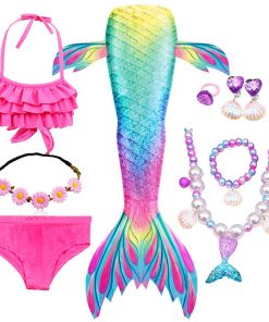 Fantasy Children Mermaid Tails Swimming Party Cosplay Costumes Halloween Little Mermaid Girls Swimsuit Bikini Set Bathing Suit 16