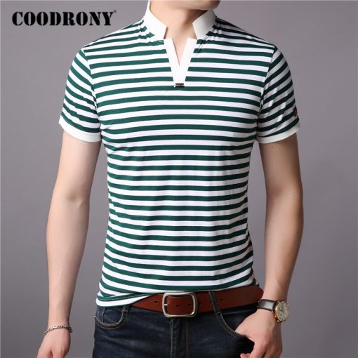 COODRONY Brand Summer Short Sleeve T Shirt Men Cotton Tee Shirt Homme Business Casual Fashion Striped T-Shirt Men Clothes C5099S 2