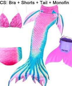 New Girls Mermaid Tail for Swimming Costume with Monofin Fin Kids Zeemeerminstaart Cola De Sirena Cauda De Sereia Cosplay 25