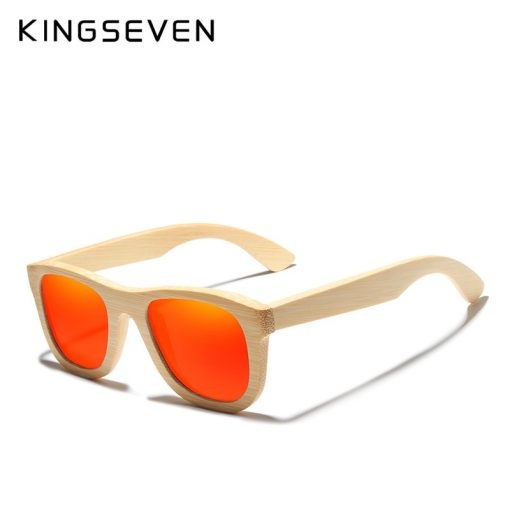 KINGSEVEN 2019 Retro Bamboo Sunglasses Men Women Polarized Mirror UV400 Sun Glasses Full Frame Wood Shades Goggles Handmade 2