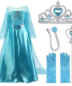 Cosplay Snow Queen Dress Girls Elsa Dress For Girls Princess Vestidos Fantasia Children Belle Dress Girl Party Costume 7