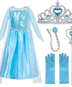 Cosplay Snow Queen Dress Girls Elsa Dress For Girls Princess Vestidos Fantasia Children Belle Dress Girl Party Costume 23